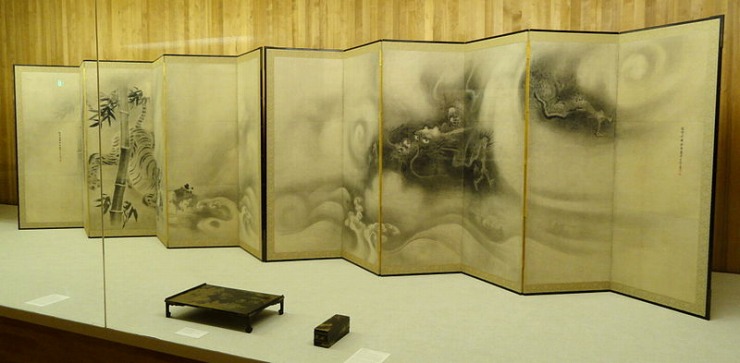 Dragon and Wave, Tiger among Bamboo, by Kanō Tan'yū, Japanese Edo period - Nelson-Atkins Museum of Art - DSC09109